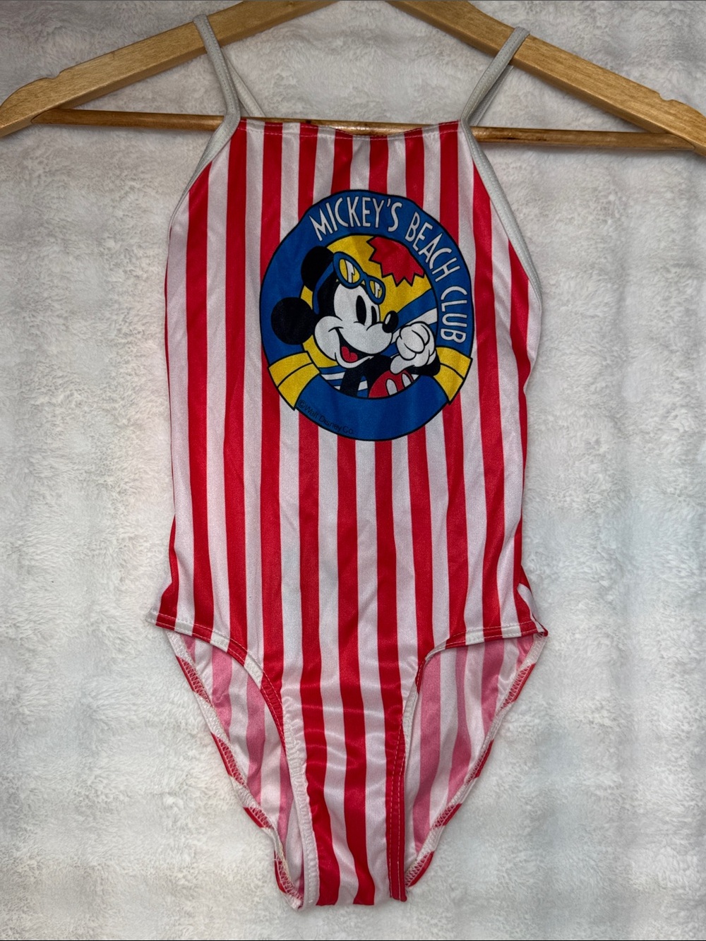 VTG Solare Striped Disney Mickey’s Beach Club Bathing Suit Size 8 Made in Canada